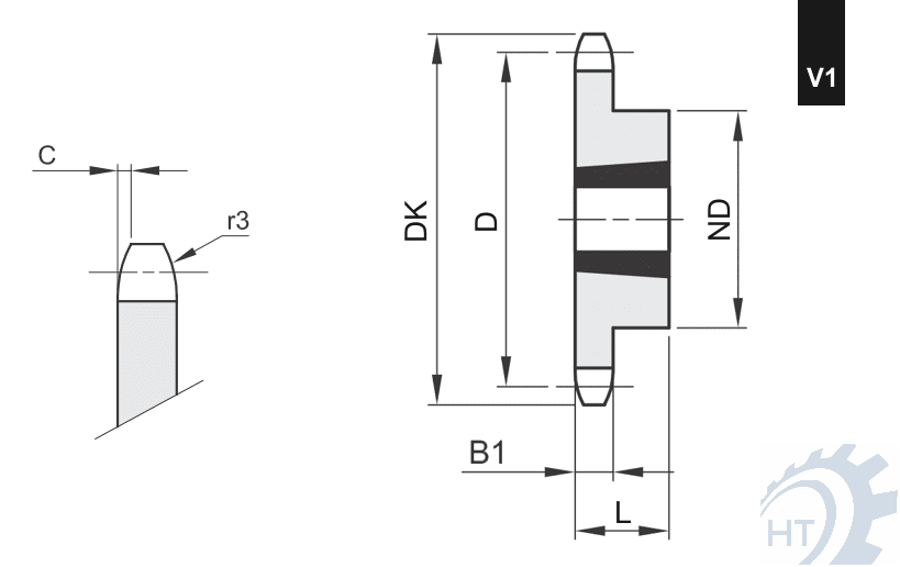 Kettenräder simplex für Klemmbuchsen Variante 1