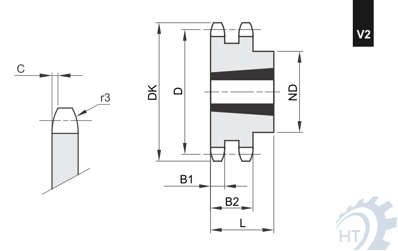 Kettenräder duplex für Klemmbuchsen Variante 2