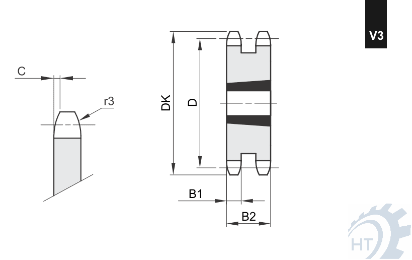 Kettenräder duplex für Klemmbuchsen Variante 3