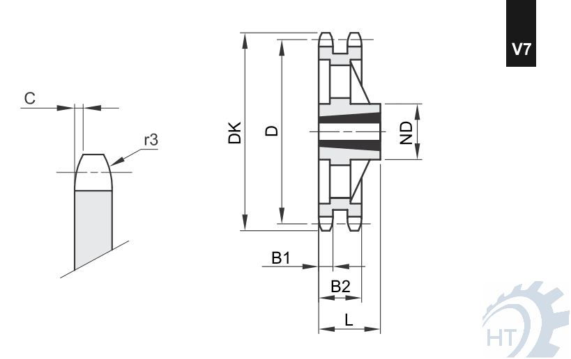Kettenräder simplex für Klemmbuchsen Variante 7