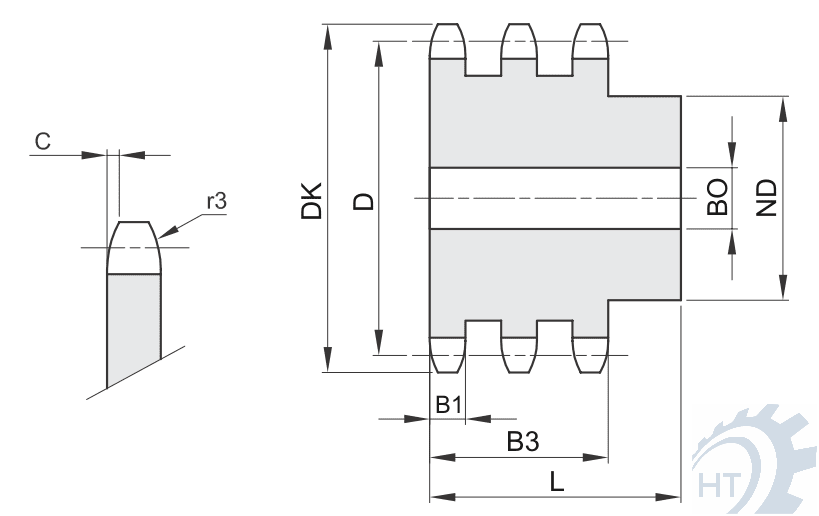 Kettenräder für Rollenketten triplex/3-fach