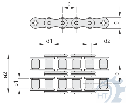Zeichnung Rollenketten duplex