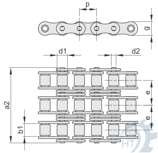 Zeichnung Rollenketten triplex ASA